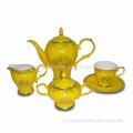 Fine Porcelain Tea/Coffee Set with Gold Decal, Available in Various Shapes and Colors